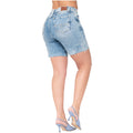 Women Distressed High Rise Shorts Length Denim Jeans Lowla 232361