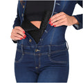 LOWLA long sleeve Jean Jumpsuit with built-in tummy control shapewear | 268217